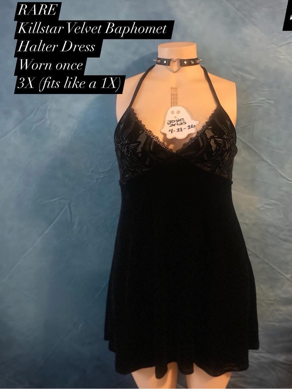RARE Killstar Black Velvet Baphomet Halter Dress